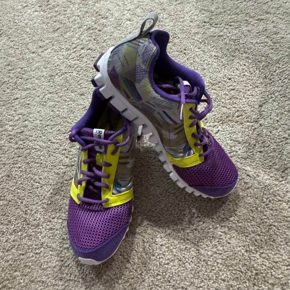 Reebok Realflex Running Shoes Scream Purple & Yellow Multicolor Women's Size 6.5